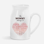 Personalized Mommy Heart Vase - Custom This Mommy Belongs to Flower Vase with Heart Word Cloud of Kids Names, Unique Gift for Mom, Nana, Gigi, Mother's Day, Birthday - color: Style 02