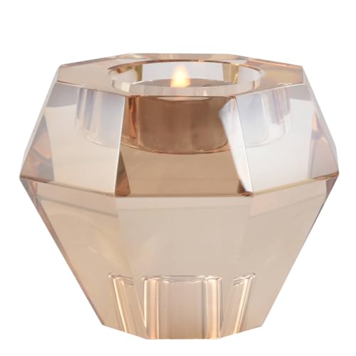 Crystal Tealight Candle Holders, Premium 2-in-1 Diamond Wedding Centerpiece Candelabra for Taper, Tea Lights, Dining Table, Home Decor, Luxury Gift Set (Champagne) - color: Champagne
