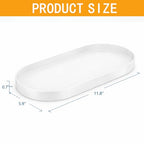 Oval Key & Wallet Tray, 12"x6"x0.8" Metal Valet Tray for Entryway Table, Minimalist Catch All Tray for Keys, Wallet, Jewelry, White