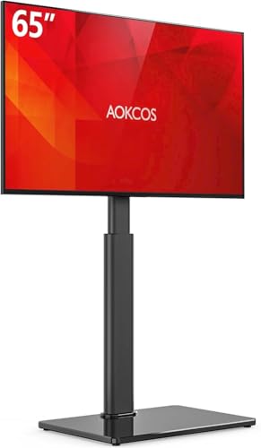 AOKCOS Swivel TV Floor Stand for 32-65 Inches TVs, 8 Level Height Adjustable Corner Small TV Stand Mount for Living Room/Bedroom, Holds up to 88 lbs,MAX VESA 400x400mm,Black - color: Black, size: for 32"-65"