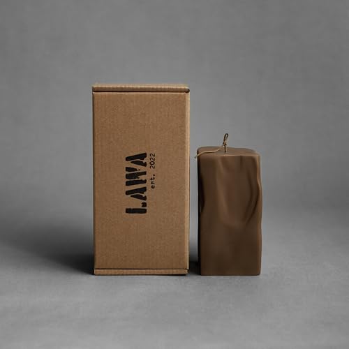 LAWA Raw Block Candle - Beautiful Handmade Pillar Scented Soy Wax Elegant Aesthetic Candle Housewarming Gift Home Room Shelf Decor Idea (Kobicha, Large) - color: Kobicha, size: Large