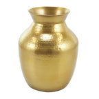 Deco 79 Metal Decorative Vase Hammered Spotted Centerpiece Vase, Flower Vase for Home Decoration 9" x 9" x 12", Gold
