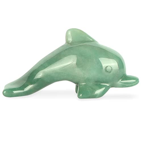 3" Green Aventurine Crystal Dolphin Figurines Jade Dolphins Sea Animal Statue Gemstone Sculpture Collectible Gifts Home Office Garden Decor