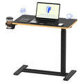 FLEXISPOT H7 Adjustable Overbed Bedside Table with Wheels Pneumatic Mobile Standing Desk Laptop Desk Rolling Computer Cart Movable Overbed Tables Hospital Home Use(27.6" W x 15.7" D, Black Maple) - color: Black Maple, size: Small