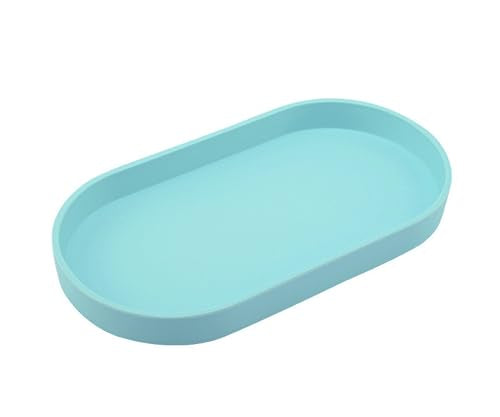 Blue Small Tray (10 inch), Oval Tray for Kitchen Counter, Bathtub Bathroom Vanity Items, Countertop Organizer, Coffee Accessory, Bar, Serving Seasoning, Salt and Pepper, Soap, Perfume. - color: Blue, size: 10.2" x 5.5" x 1.1"