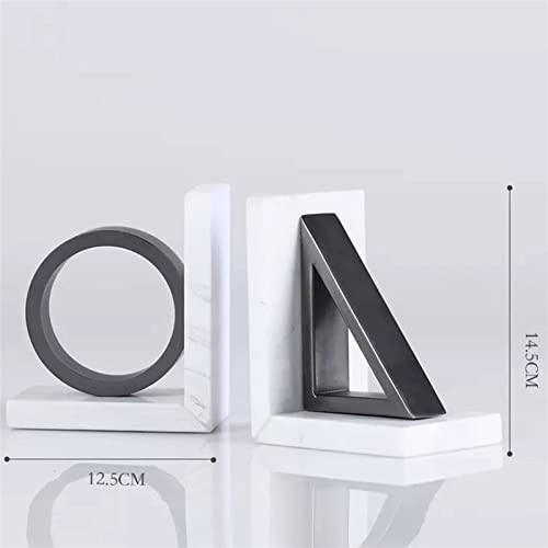 Bookend Modern Light Luxury Book End/Book Organizer Black and White Geometric Natural Marble Bookends Study Shelves Decorative Bookends Ornaments Book Ends