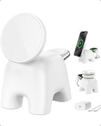 AOK-AOK Foldable Wireless Charging Station, 15W Magnetic Fast Charger Stand for iPhone 17 16 15 14 13 12 Pro Max&Apple Watch&Airpods, 2-in-1 Charger for Home/Office/Travel(30W Adapter Included) - color: White