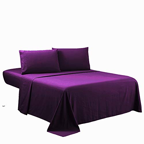 Sfoothome Purple Queen Sheets Set - Hotel Luxury 4-Piece Bed Set, Extra Deep Pocket, 1800 Series Bedding Set, Wrinkle & Fade Resistant, Sheet & Pillow Case Set (Queen, Purple) - color: Purple-4 Pieces, size: Queen