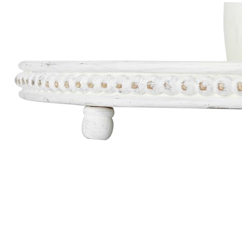 Creative Co-Op Round 3-Tier Decorative Wood Tray with Hobnail Edge, White - color: White, style: 3-Tier