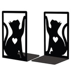 Peacoblue Metal Bookends for Shelves, Study Cast Iron Cute Cats Rustic Book Stoppers Support Holder Bookends Used on Desk, Shelf, Farmhouse Room for Small Heavy Duty Books 4.7"x3.5"x7", 1 Pair(Cats) - color: Cat