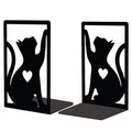 Peacoblue Metal Bookends for Shelves, Study Cast Iron Cute Cats Rustic Book Stoppers Support Holder Bookends Used on Desk, Shelf, Farmhouse Room for Small Heavy Duty Books 4.7"x3.5"x7", 1 Pair(Cats) - color: Cat