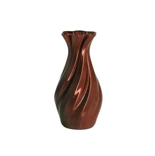 Large 8-Inch Tall Spiral Vase – Modern Waterproof Flower Vase for Centerpieces & Home Decor - 3D Printed PLA Plastic — Not Glass (Black-Copper) - color: Black-copper