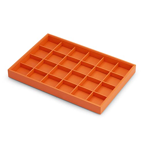 Oirlv Luxury Leather Ring Tray 24 Grid Jewelry Drawer Organizer Stackable Jewelry Trays Ring Earring Storage - color: Orange, size: 24 Grid Tray