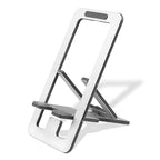 Foldable Aluminum Phone Stand – Adjustable Desk Holder for Travel & Office, Compatible with iPhone 16-13 Pro Max, Samsung S24-S8, Kindle – Gray