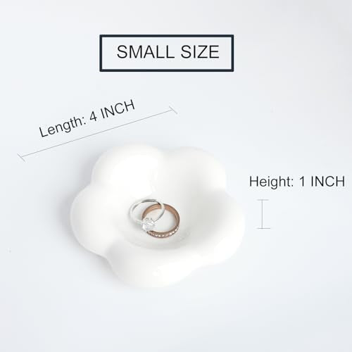 White Cloud Shape Ring Dish Jewelry Tray Organizer, Ceramic Accent Tray for Vanity, Small Decorative Trinket Dish - size: Cloud