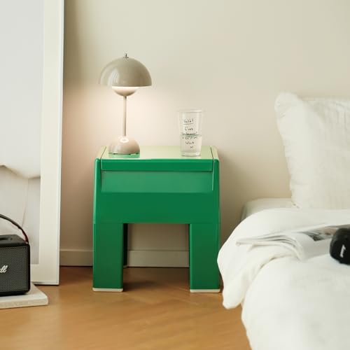 Nightstand Bedside with Storage Space, Multifunctional Colorful Plastic End Table Small Side Table for Bedroom, Dorm and Small Spaces, Easy Assembly(14.7" D x 11.8" W x 15.8" H, Green) - color: Green