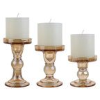 6-Piece Set of Amber Glass Candlestick, Crystal Candlestick Holder Holder and Conical Candle, Christmas Candle Holder Decoration, Family Living Room Wedding Candle Holder (Amber 2sets) - color: Amber 2sets
