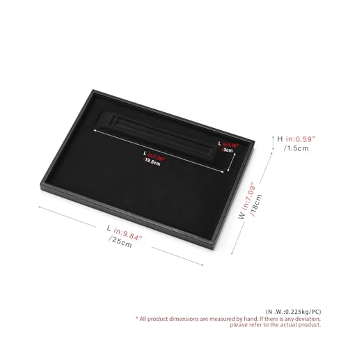 Oirlv Premium Leather Jewelry Showcase Tray, Velvet Display Organizer Professional Retail & Home Presentation Tray, Black Medium - color: Black, size: 9.84″ L×7.09″ W