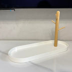 Key Tray for Entryway Table, Catchall Tray Organizer with 3 Tiers Wood Rack for Keys, Bracelets, Watches, Jewelry, Phone (Stadium)