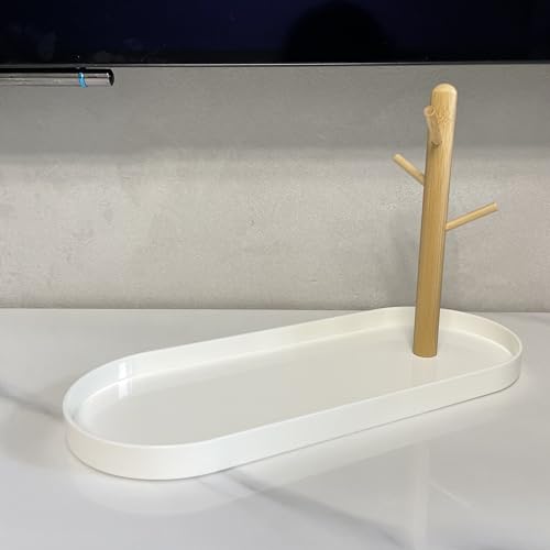 Key Tray for Entryway Table, Catchall Tray Organizer with 3 Tiers Wood Rack for Keys, Bracelets, Watches, Jewelry, Phone (Stadium)