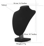 Comelyjewel Necklace Display Stand Set of 3, 8.7" Velvet Jewelry Bust for Necklaces & Earrings, Tangle-Free Organizer for Dresser, Jewelry Display for Home & Vendors (Black)