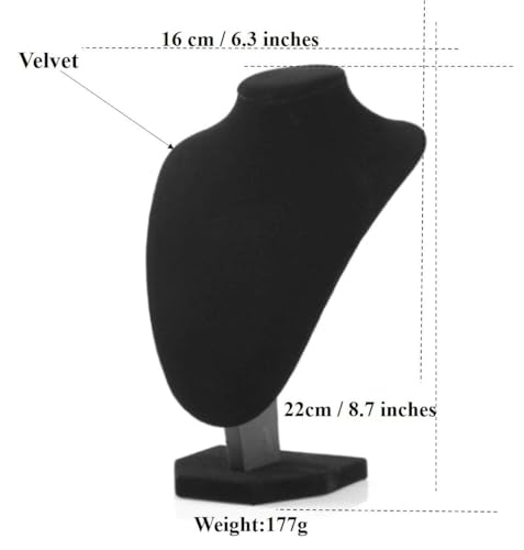 Comelyjewel Necklace Display Stand Set of 3, 8.7" Velvet Jewelry Bust for Necklaces & Earrings, Tangle-Free Organizer for Dresser, Jewelry Display for Home & Vendors (Black)