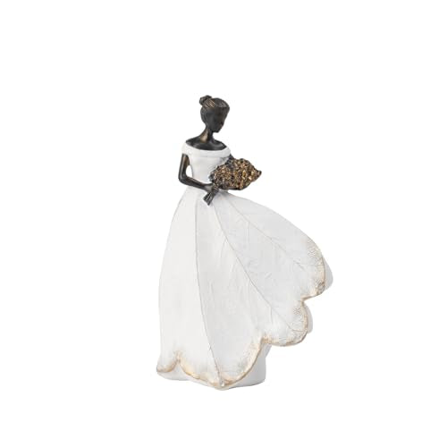Guichifun Fairy Statue Collection Home Decoration - White Leaf Angel Girls Resin Home Decor for Outside or Inside Rustic Garden Grave Decorations for Cemetery Figurines Gift 5 x 3 x 7.5 Inch - color: White-flower, size: Small