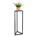 MyGift 36 Inch Tall Plant Stand Indoor - Modern Triangular Corner Plant Stand, Large Torched Wood and Black Metal Frame Plant Pot Pedestal Holder