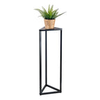 MyGift 36 Inch Tall Plant Stand Indoor - Modern Triangular Corner Plant Stand, Large Torched Wood and Black Metal Frame Plant Pot Pedestal Holder