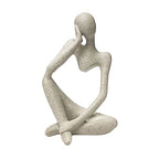 Sandstone Resin Thinker Style Abstract Sculpture Statue Collectible Figurines Home Office Bookshelf Desktop Decor(Sandstone - Left Reverie) - color: Sandstone - Left Reverie
