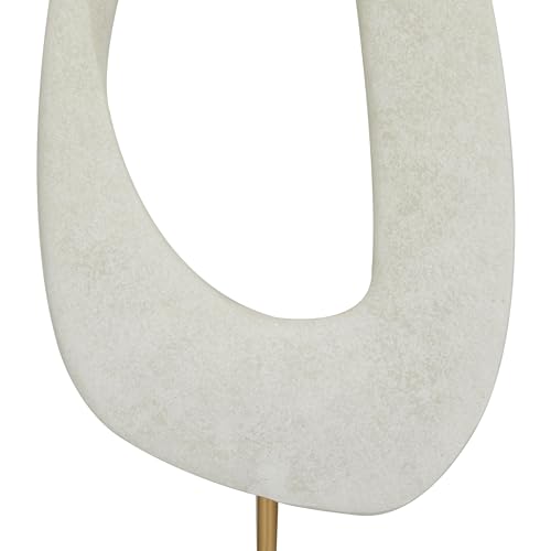 Deco 79 Polystone Abstract Decorative Sculpture Cut-Out Home Decor Statue with Marble Stand, Accent Figurine 7" x 3" x 20", White - size: 7" x 3" x 20"