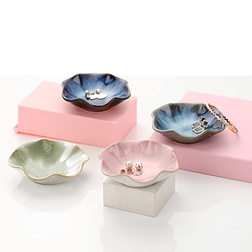 Binoster Ceramic Jewelry Dish,Leaf Jewelry Tray Key Tray,Small Ring Dish Holder Jewelry Plate Trinket Tray Catchall Tray Nightstand Decor For Entryway Green Table Room Decor - color: Green, size: 4.3 inches