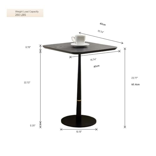 Small Side Table for Small Spaces Living Room, Tall End Side Table for Sofa Couch, Square Drink Coffee Tables, Modern Martini Cocktail Beverage Pedestal Stand for Bedroom, Black - color: 15.74" Black