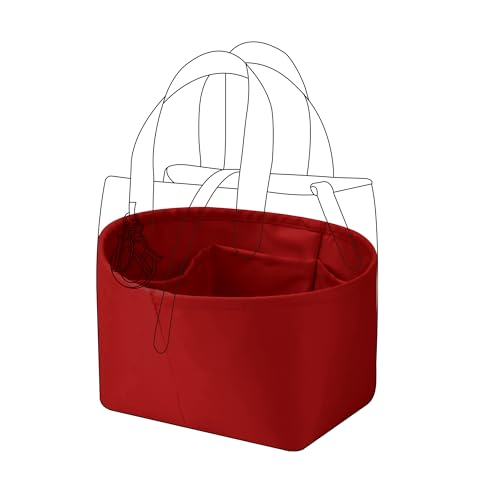 DGAZ Silk Purse Organizer Insert Fits Dior Toujours Vertical Tote Bags，Silky Smooth Bag Organizer，Luxury Handbag & Tote Shaper(Rouge Cassque,Small) - color: Rouge Cassque, size: Small