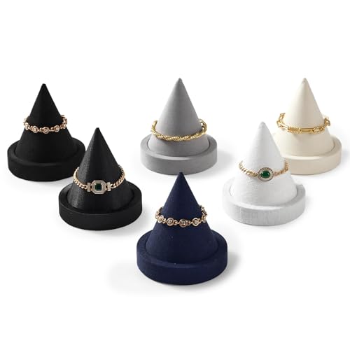 Solid Wood Bracelet Bangle Holder Microfiber Watch Jewelry Display Stand for Vendors Exhibit/Trade Shows/Retail Stores (Creamy White) - color: Creamy White