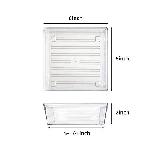 Backerysupply Clear Plastic Drawer Organizer Tray for Vanity Cabinet (6"×6"×2"，Set of 8),Storage Tray for Makeup, Kitchen Utensils, Jewelries, and Gadgets… - size: 6 in x 6 in x 2 in