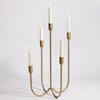Perfnique 5-Candle Iron Candelabra, 17 Inch Antique Brass Gold Candle Holder, Hand-Forged Cast Gold Candle Holder for Wedding, Event, Christmas & Dining, Table Centerpiece Décor