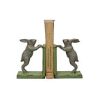 Creative Co-Op Decorative 2-Tone Cast Metal Rabbit Bookends, Green and Grey, Set of 2
