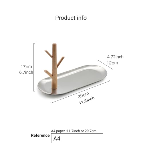 Shinpuru Key Tray & Key Bowl, Jewelry Tray with Wood 3-Tier Hanging Organizer - Multi-Functional Entryway Tray, Perfect for Key Dish, Ring Holder(Upgraded Version)(Silver Oval) - color: Silver Oval