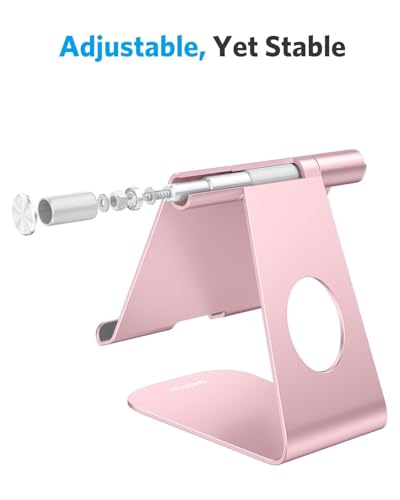 OMOTON Tablet Stand Holder Adjustable, T1 Desktop Aluminum Tablet Dock Cradle Compatible with iPad Air/Mini, iPad 10.2/9.7, iPad Pro 11/12.9, Samsung Tab and More, Rose Gold - color: Rose Gold