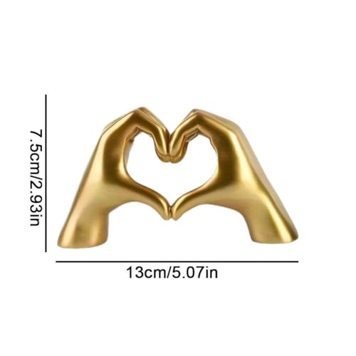 Heart Hands Sculpture Decor, Love Hand Statue Room Decoration, Love Finger Sculpture for Shelf Coffee Table Office Bedroom Bookshelf Small Ornament Home Decoration (Black) - color: Black