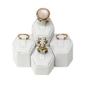 MOOCA Jewelry Ring Stand Holder Display Set, Ring Holders for Jewelry Organizer Stand Pedestals Display 4 Pcs Set, White Faux Leather - color: White Faux Leather