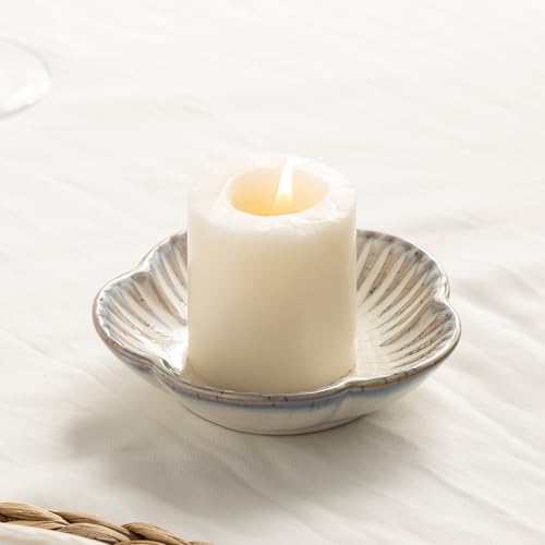Ceramic Pillar Candle Holder Plates, Decorative Candlestick Holder, Tea Light Incense Santo Palo Holders, for Dinning, Party, Wedding, Birthday, Anniversary Decorations, 1pack (Vintage White) - color: Vintage White
