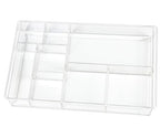 ZEXALOR 8-Section Clear Drawer Organizer, Large Acrylic Drawer Divider Tray for Desk,Bathroom,Office Makeup,Junk, Plastic Drawers Organizer 13.7" x 8.7" x 2" (8-Section)
