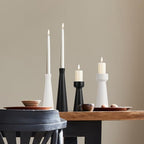 Candle Holders Ceramic White Taper S&L Set of 2 Matte Stylish Decorative Candlestick Holders for Home Decor Dinning Wedding Party Aromatherapy Votive (CH7585W)
