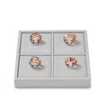 Microfiber 4 Slots Jewelry Ring Display Tray Rings Display Organizer Tray(Gray) - size: 5.51" x 5.51" x 0.78"