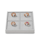 Microfiber 4 Slots Jewelry Ring Display Tray Rings Display Organizer Tray(Gray) - size: 5.51" x 5.51" x 0.78"