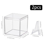 2 Pack Championship Ring Display Case Clear Acrylic Ring Case Display Box for Sports Baseball Softball Football Basketball Single Ring Coin Holder Stand, 2.16 Inch - size: 2 Pack