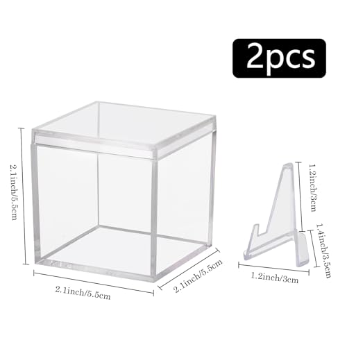 2 Pack Championship Ring Display Case Clear Acrylic Ring Case Display Box for Sports Baseball Softball Football Basketball Single Ring Coin Holder Stand, 2.16 Inch - size: 2 Pack