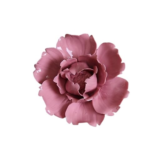 Handmade 3D Ceramic Wall Art Hanging Sculpture Pink Flower Wall Decor for Living Room Bedroom and Bathroom Red Peony 3.54'' (Medium) - color: Pink, size: Medium